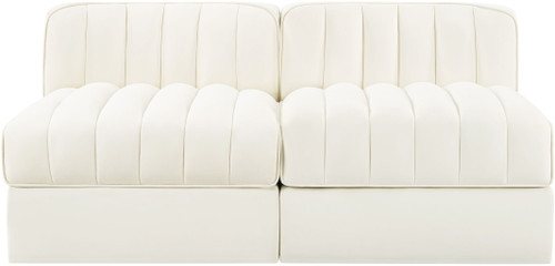 Rummi - Velvet Performance Fabric Upholstered 2 Piece Modular Armless Loveseat