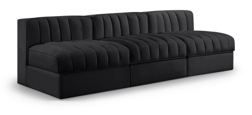 Rummi - Velvet Performance Fabric Upholstered 3 Piece Modular Armless Sofa