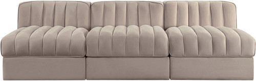 Rummi - Velvet Performance Fabric Upholstered 3 Piece Modular Armless Sofa