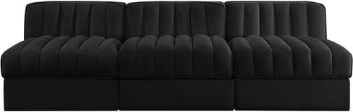 Rummi - Velvet Performance Fabric Upholstered 3 Piece Modular Armless Sofa