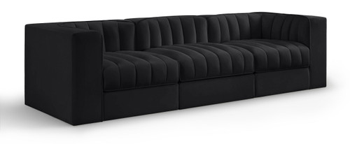 Rummi - Velvet Performance Fabric Upholstered 3 Piece Modular Sofa