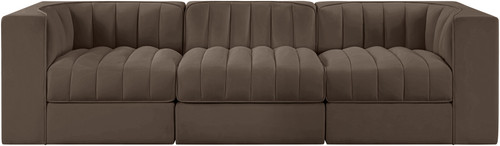Rummi - Velvet Performance Fabric Upholstered 3 Piece Modular Sofa