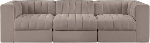 Rummi - Velvet Performance Fabric Upholstered 3 Piece Modular Sofa