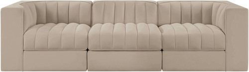 Rummi - Velvet Performance Fabric Upholstered 3 Piece Modular Sofa