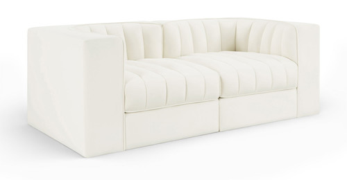 Rummi - Velvet Performance Fabric Upholstered 2 Piece Modular Loveseat