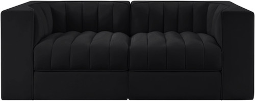 Rummi - Velvet Performance Fabric Upholstered 2 Piece Modular Loveseat