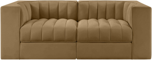 Rummi - Velvet Performance Fabric Upholstered 2 Piece Modular Loveseat