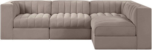 Rummi - Velvet Performance Fabric Upholstered 4 Piece Modular Sectional