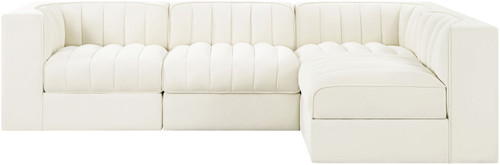 Rummi - Velvet Performance Fabric Upholstered 4 Piece Modular Sectional