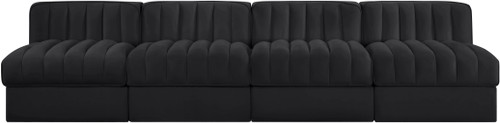 Rummi - Armless Velvet Performance Fabric Upholstered 4 Piece Modular Sofa
