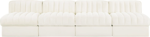 Rummi - Armless Velvet Performance Fabric Upholstered 4 Piece Modular Sofa
