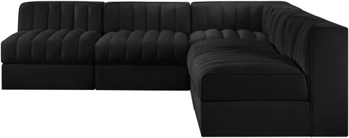 Rummi - Armless Velvet Performance Fabric Upholstered 5 Piece Modular Sectional