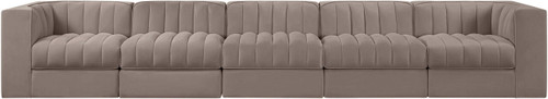 Rummi - Velvet Performance Fabric Upholstered 5 Piece Modular Sofa