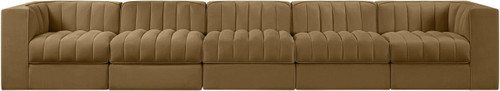 Rummi - Velvet Performance Fabric Upholstered 5 Piece Modular Sofa