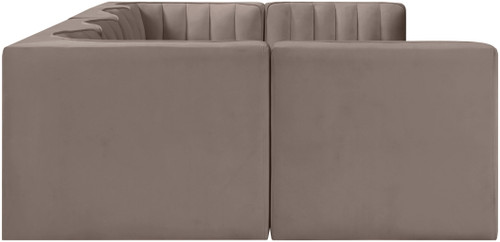 Rummi - Armless Velvet Performance Fabric Upholstered 6 Piece Modular Sectional