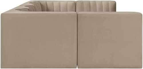 Rummi - Armless Velvet Performance Fabric Upholstered 6 Piece Modular Sectional