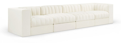 Rummi - Velvet Performance Fabric Upholstered 4 Piece Modular Sofa