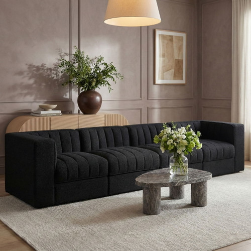 Rummi - Velvet Performance Fabric Upholstered 4 Piece Modular Sofa