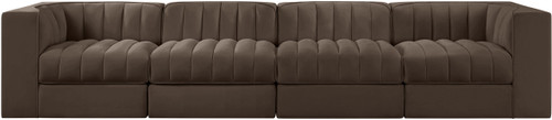 Rummi - Velvet Performance Fabric Upholstered 4 Piece Modular Sofa