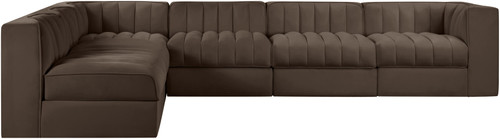 Rummi - Velvet Performance Fabric Upholstered 6 Piece Modular Sectional