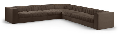 Rummi - Symmetrical Velvet Performance Fabric Upholstered 7 Piece Modular Sectional (With 3 Corner Chairs)