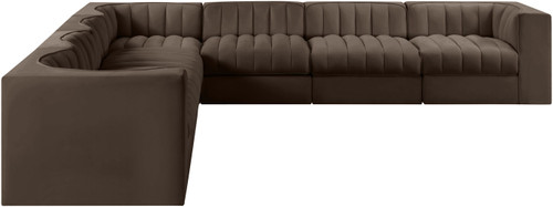 Rummi - Symmetrical Velvet Performance Fabric Upholstered 7 Piece Modular Sectional (With 3 Corner Chairs)