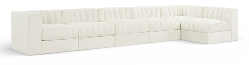 Rummi - Velvet Performance Fabric Upholstered 6 Piece Modular Sectional, L-Shaped (Right)