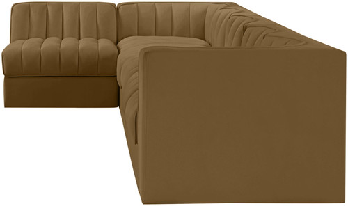 Rummi - Velvet Performance Fabric Upholstered 6 Piece Modular Sectional, L-Shaped (Right)