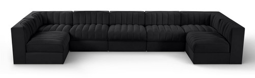 Rummi - Velvet Performance Fabric Upholstered 7 Piece Modular Sectional (With 2 Corner Chairs)