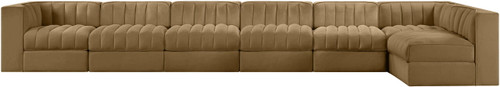 Rummi - Velvet Performance Fabric Upholstered 7 Piece Modular Sectional, L-Shaped (Right)