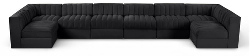 Rummi - Velvet Performance Fabric Upholstered 8 Piece Modular Sectional (With 2 Corner Chairs)