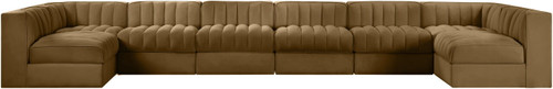 Rummi - Velvet Performance Fabric Upholstered 8 Piece Modular Sectional (With 2 Corner Chairs)