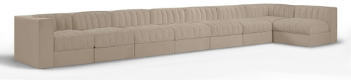 Rummi - Velvet Performance Fabric Upholstered 8 Piece Modular Sectional, L-Shaped (Right)