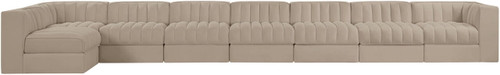 Rummi - Velvet Performance Fabric Upholstered 8 Piece Modular Sectional, L-Shaped (Right)