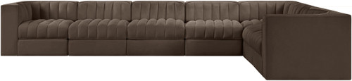 Rummi - Velvet Performance Fabric Upholstered 7 Piece Modular Sectional (With 3 Corner Chairs)