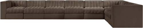 Rummi - Velvet Performance Fabric Upholstered 8 Piece Modular Sectional (With 3 Corner Chairs)