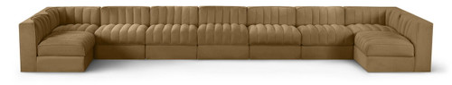 Rummi - Armless Velvet Performance Fabric Upholstered 9 Piece Modular Sectional