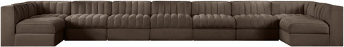 Rummi - Armless Velvet Performance Fabric Upholstered 9 Piece Modular Sectional