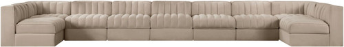 Rummi - Armless Velvet Performance Fabric Upholstered 9 Piece Modular Sectional