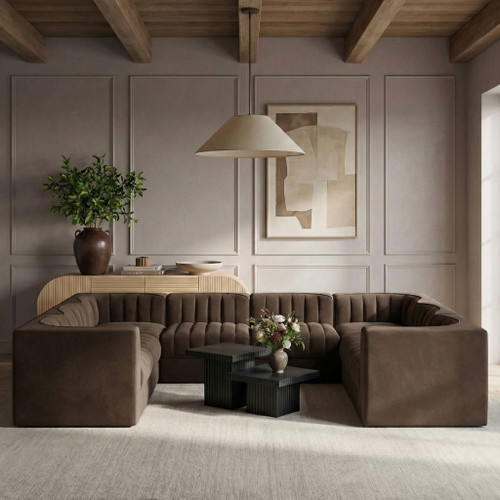 Rummi - Velvet Performance Fabric Upholstered Modular Sectional