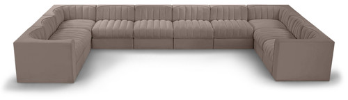Rummi - Velvet Performance Fabric Upholstered 10 Piece Modular Sectional