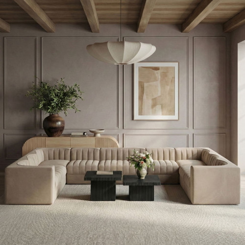 Rummi - Velvet Performance Fabric Upholstered 10 Piece Modular Sectional