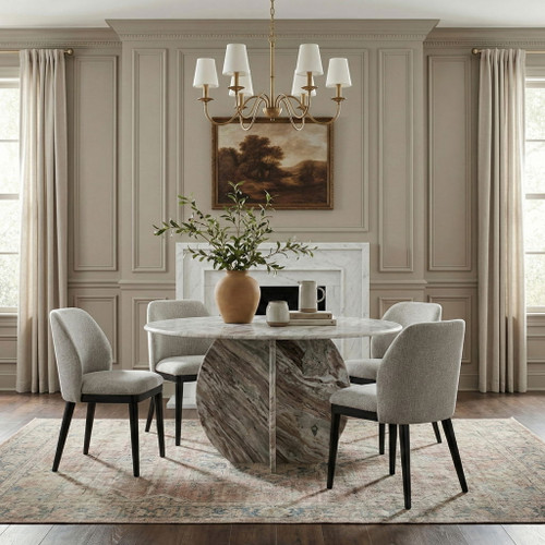 Valeo - Linen Textured Fabric Upholstered Dining Chair (Set of 2) - Painted Black Base