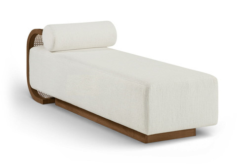 Zephyr - Linen Textured Fabric Upholstered Chaise - Painted Brown Walnut Base