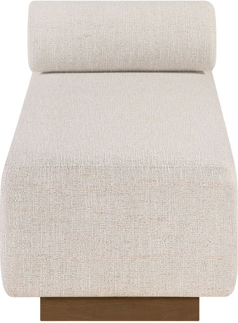 Zephyr - Linen Textured Fabric Upholstered Chaise - Painted Brown Walnut Base