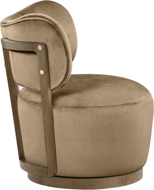Elara - Velvet Upholstered Swivel Accent Chair - Stained Brown