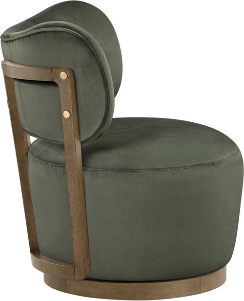 Elara - Velvet Upholstered Swivel Accent Chair - Stained Brown
