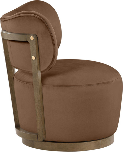 Elara - Velvet Upholstered Swivel Accent Chair - Stained Brown