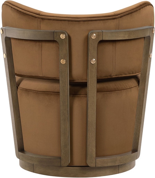 Elara - Velvet Upholstered Swivel Accent Chair - Stained Brown