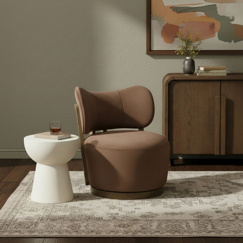 Elara - Velvet Upholstered Swivel Accent Chair - Stained Brown